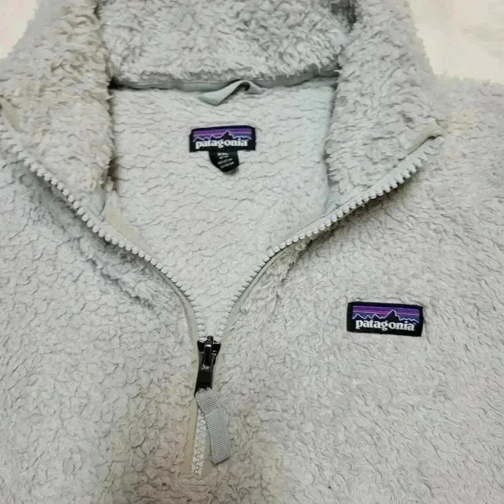 Patagonia Los Gatos Girls Sweater Size XXL 16-18 Light Grey Sherpa